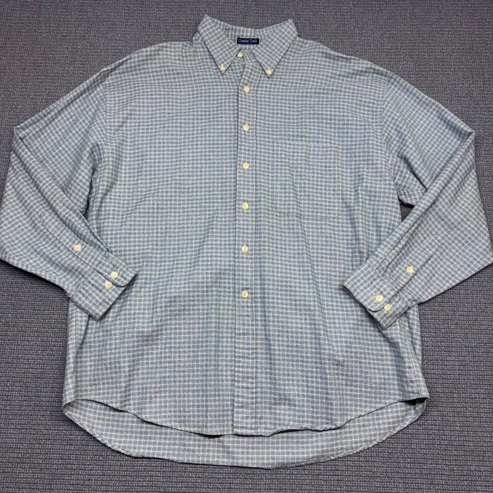 Gant Coastal Twill Mens XL Blue Yellow Plaid Cotton Button Down Shirt 9534